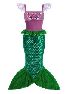 PRICES MAY VARY. Girls Little Mermaid Dress Princess Costume Mermaid Party Dress Up Outfit with Wig and Necklace. Material: Made of high quality polyester blend. The fabric is soft and comfortable, and it takes good care of the delicate skin of girls. Features: tulle ruffled short sleeves, sequins, ruffle trim, mermaid tail, fish scale print, with 2accessories. This little mermaid dress is perfect for your little girl princess mermaid themed birthday party. Occasion: Mermaid Themed Party, Birthd Mermaid Costume Kids, Birthday Party Clothes, Little Mermaid Dress, Princess Ariel Dress, Girls Mermaid Costume, Little Mermaid Dresses, Little Mermaid Costume, Costume For Girls, Ariel Dress