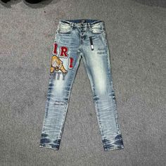 Color: Light Blue Skinny Jeans Printed With Pattern And Brand Logo Machine Washable And Hand Washable Amiri Jeans Men, Tiger Jeans, Amiri Jeans Women, Amiri Jeans, Tiger Pattern, Pattern Logo, Mens Straight Jeans, Color Light, Straight Leg Jeans