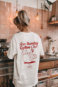 Join the Movement Simple Relaxed Fit T-shirt With Graphic Print, Simple Relaxed Fit Graphic T-shirt, Simple Graphic Print Relaxed Fit T-shirt, Everyday Graphic Tee With Back Print, Slow Sunday, Sunday Coffee, Coffee Club, Club T Shirt, Mode Casual