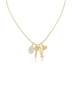 Love to Love Interchangeable Charm Necklace Elegant Gold Plated Charms With Adjustable Chain, Elegant Gold Plated Necklaces With Removable Charms, Elegant Gold Necklaces With Removable Charms, Elegant Gold-plated Necklaces With Removable Charms, Elegant Gold Necklace With Removable Charms, Elegant Gold Charms With Adjustable Chain, Yellow Gold Necklaces With Removable Charms For Anniversary, Elegant Necklaces With Dangling Charms For Anniversary, Love To Love