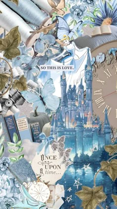 a collage of disney's castle and other things