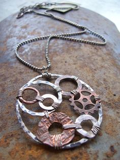 Hardware, Industrial Jewelry, Mixed Metals Pendant Necklace, Steampunk Jewelry Washer Jewelry, Hardware Jewelry, Steam Punk Jewelry, Bijoux Fil Aluminium, Industrial Jewelry, Jewerly Making, Steampunk Necklace, Mixed Metal Jewelry, Punk Jewelry