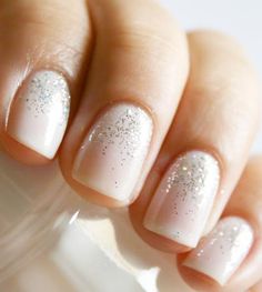 Simple nails for everyday or wedding day. Especially if you aren't used to acrylics or don't like getting tips etc Nail Art Mariage, Bridal Manicure, Wedding Manicure, Nail Art Glitter, Manicure Gel, Her Nails, Wedding Nails Design, The Beauty Department, Nail Art Wedding