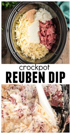 crockpot reuben dip is an easy and delicious appetizer that's ready in under 30 minutes