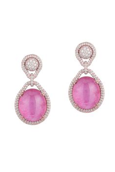 GOSHWARA-G-One Pink Tourmaline Earrings-ROSE GOLD Pink Topaz Jewelry, Semiprecious Stone Jewelry, Tourmaline Earrings, Topaz Jewelry, Rose Gold Pink, Pink Topaz, Rose Gold Earrings, Pink Tourmaline, 18k Rose Gold