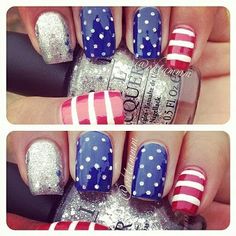 pinspired: america nails for memorial day! Patriotic Nail, Do It Yourself Nails, America Nails, Dot Nails, Patriotic Nails, Fourth Of July Nails, Colour Gray, 4th Of July Nails, Polka Dot Nails