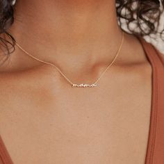 Rose Gold Charm Necklaces With Custom Name, Everyday Custom Name Necklaces, Rose Gold Name Necklaces, Everyday Name Necklace, Everyday Name Necklace With Clavicle Chain, Everyday Clavicle Chain Name Necklace, Dainty Name Necklace For Wedding, Name Charm Necklace As A Gift For Mom, Delicate Chain Rose Gold Name Necklace