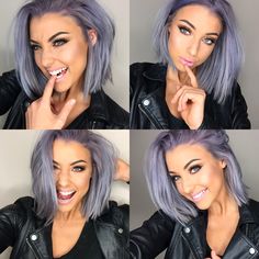 Grey Hair With Fashion Colors, Lala Kent Hair Hairstyles, Wild Color Hair Ideas, Hair Color Ideas For Hazel Eyes Colour, Hair Color Ideas For 30 Year Olds, Short Straight Hair Prom Styles, Fun Colors For Grey Hair, Cool Hair Colors For Women, Lilac Highlights Blonde Short Hair