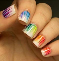 Cute Nails #Fashion #Beauty #Trusper #Tip Uk Nails, Unghie Sfumate, Nail Care Tips, Basic Nails, Rainbow Nails, Nailed It, Cute Nail Designs, Fancy Nails, Creative Nails