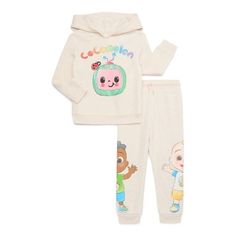 From everyday adventures to cozy times at home, dress him in playful comfort with this Cocomelon Graphic Hoodie and Joggers Set. Super cute, and soft as can be, this two-piece set is exactly what your little Cocomelon fan needs in his collection. Wear it together for a sweet, matched set or he can mix and match with all his casual favorites to create even more outfits. Size: 4T.  Color: Off-White.  Gender: male.  Age Group: toddler. Cozy Playtime Sets For Fall, Cotton Hooded Playtime Sets, Playful Cotton Hoodie For Playtime, Playful Hooded Sets For Playtime, Playful Hooded Playtime Sets, At Home Dress, Toddler Boy Hoodie, Toddler Boy Toys, Boy Hoodie