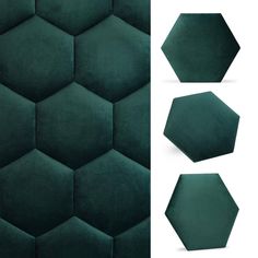 an image of hexagonal shapes in green velvet fabric for wallpaper or backdrop