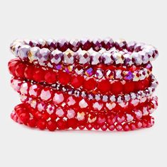 9PCS - Red Faceted Bead Stretch Bracelets Cheap Red Stackable Jewelry, Cheap Adjustable Stretch Bracelet For Festive Occasions, Cheap Adjustable Stretch Bracelet For Holidays, Casual Cheap Stretch Bracelet For Valentine's Day, Affordable Casual Stretch Bracelet For Valentine's Day, Cheap Multicolor Stretch Bracelet For Holidays, Casual Stretch Bracelet For Valentine's Day, Affordable Red Stretch Bracelet For Holidays, Cheap Hypoallergenic Red Stretch Bracelet