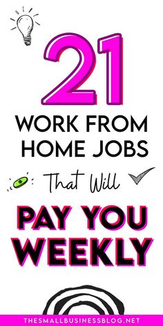 Weekly Paychecks: 21 Work From Home Jobs That Pay Weekly Small Business Blog, Night Jobs, Jobs For Women, Legit Work From Home, Online Jobs From Home, Money Making Jobs, Online Work From Home, Ways To Make Money Online, Online Tutoring