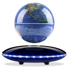 an image of a blue and white globe with lights