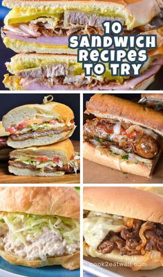 sandwiches are stacked on top of each other with the words sandwich recipes to try over them