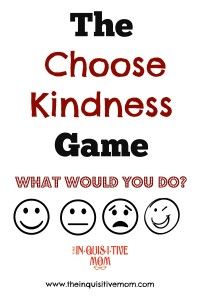 the choose kindness game is shown with four emoticions in red and black on a white background