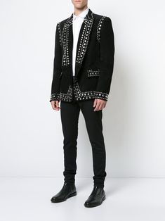 Leather Suit Jacket, Spiked Leather Jacket, Suede Jacket Men, Embellished Blazer, Punk Men, High Fashion Couture, Colour Combinations Fashion, Morning Suits, Leather Suit