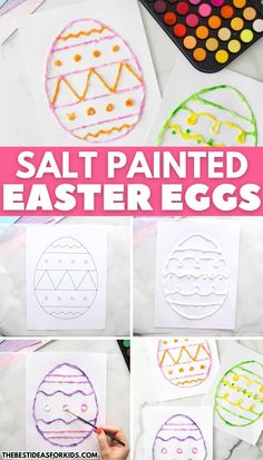 the process to make salt painted easter eggs