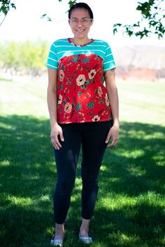 The Discoverer Adult's Tee Pattern is so flattering on all body shapes. It features trendy color block style, arched bodices, and three sleeve length options. This top is on trend and perfect for any occasion. Throw on some leggings or jeans and a great pair or boots or sneakers and you are photo ready!! This pattern is sure to be a new favorite in your wardrobe. These are digital PDF Sewing Patterns. They are NOT paper pattern that you would receive in the mail. You will be able to download thi Stretch Tops With Contrast Color, Casual Tops With Contrast Panels For Spring, Fitted Multicolor Contrast Top, Fitted Multicolor Contrast Color Top, Red Contrast Color Top For Spring, Sell Dresses, Tees Pattern, Block Style, Paper Pattern