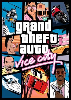 the cover art for grand theft vice city, which is featured in an animated video game