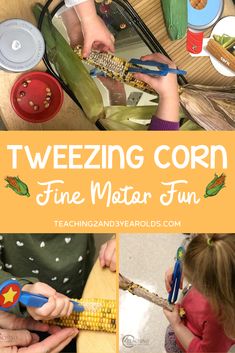 kids are making their own corn on the cob with scissors and other things to make them