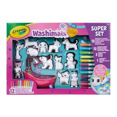 the crayon washimals set includes 12 different animals