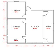 the floor plan for an apartment with two separate rooms and one living room on each side