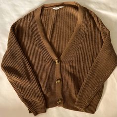 Never Used, Warm Material, Comfortable, Runs Large Brown Relaxed Fit V-neck Cardigan, Casual Brown Cardigan, Brown V-neck Relaxed Fit Cardigan, Trendy Oversized Brown Cardigan, Oversized Brown Cardigan For Everyday, Casual Brown Soft Knit Cardigan, Casual Brown Cardigan For Everyday, Brown Oversized Cardigan, Fall Cardigan