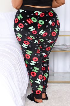 Available In Black/combo. Plush PJ Leggings Perfect For The Holidays! Wide Leg Pant Drawstring Waist Ho Ho Ho Print Full Stretch Disclaimer: Print Placement Will Vary Final Sale 100% Polyester Imported | Ho Ho Ho Plush PJ Joggers in Black size Large by Fashion Nova Lingerie Sleepwear, Drawstring Pants, Womens Loungewear, Sweater Shop, Rompers Women, Women Lingerie, Jumpsuits For Women, Womens Swim, Wide Leg Pants