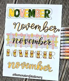 a coloring page with the words november and november written on it