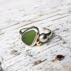 Silver Handmade Ring, Sea Pottery Jewelry, Silver Smithing Jewelry, Sea Glass Rings, Silversmithing Jewelry, Pebble Ring, Sea Glass Ring, Silver Rings With Stones, Handmade Sterling Silver Rings