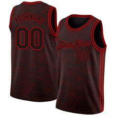 a black and red basketball jersey with the number 00 on it