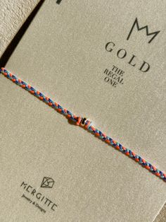 ◖ Details◗ ‣ 14kt solid gold -3mm rondelle-  ‣ 3 colours (neon orange - light blue - blue) Italian cord (A quality) ‣ Adjustable double closure  ‣ Length 23,5 cm (9.4 inches) ‣ Hand knotted ‣ This Gold bracelet is placed in our elegant black Mergitte Designs Envelope on it's special 'Gold' card, coming with a Thank you card ready for gift giving.  ◖ We Love focusing on Details, using only High Quality Materials, so to make our jewelry so Special and Unique! ◗ ◖ Shipping & Packaging ◗ ‣ All order Neon Bracelets, Cultural Crafts, Gold Card, Thread Bracelets, Diy Bracelets Easy, Bracelet Friendship, Shipping Packaging, Orange Light, Cord Bracelet