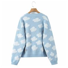 Collar: V-neck Size: S M L Color: Blue Jacquard Knit, Knitted Cardigan, Sweatshirt Fashion, Knit Cardigan, Color Blue, Cute Outfits, V Neck, Collar, Sweatshirts