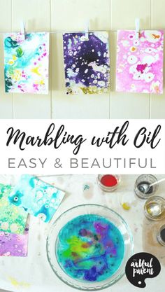 marble painting with oil easy and beautiful art project for kids to do on the wall