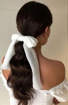 Hair Styles For Girls, Wedding Hairstyles And Makeup, Medium Length Hair Hairstyles, For Medium Length Hair Hairstyles, Styles Hairstyles, Haircuts For Wavy Hair, Ribbon Hairstyle, Hair Ribbons, Hairstyles For Medium Length Hair