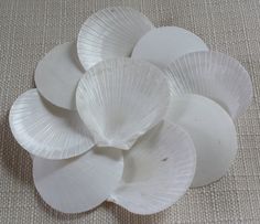 white paper plates stacked on top of each other in the shape of flower petals,