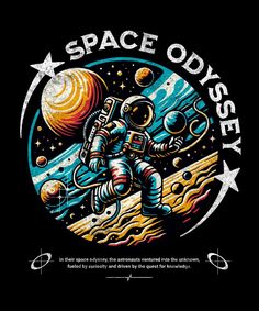 Take your T-Shirt design to the next level by using this Space Odyssey T-Shirt Design T-Shirt design template by Indah Irawan. Use this ready-to-use T-Shirt design and start designing like a Pro. Streetwear Shirts Design, Space Shirt Design, Space Tshirt Design, T Shirt Sticker Design, Long Shirt Design, Logo Shirt Design, Boy Shirt Design, Dtf Shirts, Design On Shirt