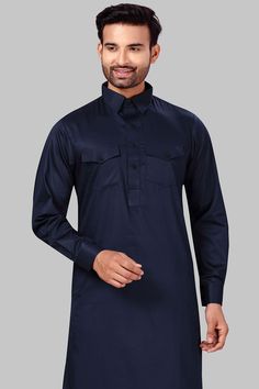 Product Features: Top Color: Navy Blue Bottom Color: Navy Blue Work: Solid Top Fabric: Fine poly and cotton mix Bottom Fabric: Fine poly and cotton mix Pack Of: 1 Pathani : 1 Salwar Occasion: Partywear Disclaimer: There will be slight difference in digital to actual image Long Sleeve Cotton Tops For Eid, Casual Cotton Tops For Eid, Long Sleeve Blue Tops For Eid, Blue Long Sleeve Kurta For Workwear, Blue Long Sleeve Workwear Kurta, Fitted Cotton Top For Eid, Cotton Kurta For Work With Long Sleeves, Solid Kurta Set, Silk Anarkali