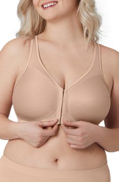 A foam-cushioned band on this bra crosses under and over the bust for wire-free definition and the crisscrossed back design provides light posture support. Style Name:Glamorise Magiclift Front Closure Posture Back Bra. Style Number: 6194701. Best Plus Size Bras, Posture Bra, Posture Support, Improve Your Posture, Summer Wardrobe Essentials, Bra Style, Made Clothing, Inspiration For Kids, Back Design