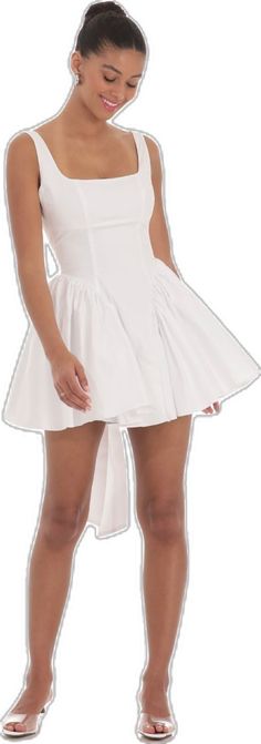 Fitted White Cotton Mini Dress, Fitted Cotton Dresses With Back Zipper, Cotton A-line Mini Dress For Party, Fitted Cotton Mini Dress For Casual Wear, Cotton Knee-length Mini Dress For Casual Wear, Fitted Cotton Mini Dress With Lining, White Fitted Cotton Mini Dress, Casual Knee-length Cotton Mini Dress, Cotton A-line Mini Dress For Daywear