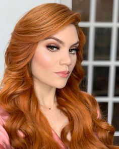 Makeup For Red Hair, Copper Brown Hair, Silky Shiny Hair, Wedding Bun Hairstyles, Brown Hair Inspo, Full Makeup, Beautiful Red Hair, Copper Hair Color