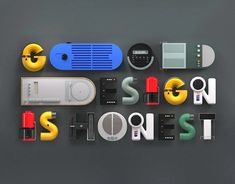 the word design spelled out with various electronic devices