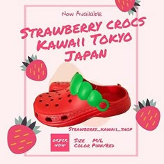 Strawberry Crocs Sandal Slippers Shoes M Size 23cm-24cm 8" Fruit Kawaii Japan  | eBay Strawberry Crocs, Cutecore Room, Sandal Slippers, Silly Clothes, Crocs Sandals, Japan Kawaii, Diy Gift Set, Ur Mom, Slippers Shoes