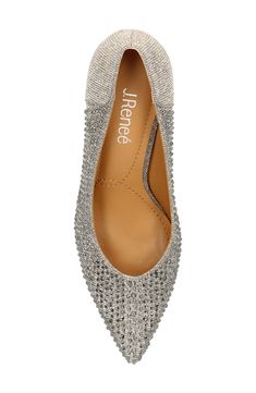 Sparkling crystals bring event-worthy glamour to this pointy-toe pump designed with memory-foam cushioning that offers dance-all-night comfort. 2 3/4" heel Memory foam cushioning Textile upper.synthetic lining and sole Imported Embellished Shoes, Designer Pumps, Blue Pumps, Kitten Heel Pumps, White Pumps, Sparkling Crystal, Black Pumps, Women's Pumps, Pumps Heels