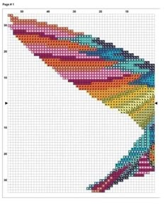 a cross stitch pattern that looks like a bird with long legs and colorful feathers on it