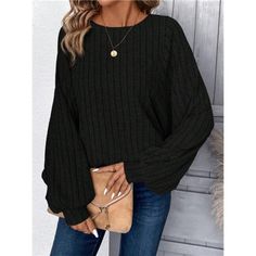 -Item Id 27641924 -Details: Rib-Knit -Neckline: Boat Neck -Sleeve Type: Batwing Sleeve -Style: Casual -Type: Pullovers -Color: Black -Pattern Type: Plain -Sleeve Length: Long Sleeve -Length: Regular -Fit Type: Regular Fit -Fabric: Medium Stretch -Material: Fabric -Composition: 100% Polyester -Care Instructions: Machine Wash, Do Not Dry Clean -Temperature: Spring/Fall (18-25/63-77) -Sheer: No **Open To Offers!!!** **Bundle To Save More** **30% Off Bundles Of 2 Or More Items!!** ***Orders Go Out W Black Soft Knit Top For Fall, Soft Knit Black Top For Fall, Soft Knit Top In Black For Fall, Cozy Black Solid Color Sweater, Casual Black Textured Knit Top, Casual Black Ribbed Sweater, Black Casual Soft Knit Top, Black Soft Knit Long Sleeve Top, Black Ribbed Crew Neck Knit Top