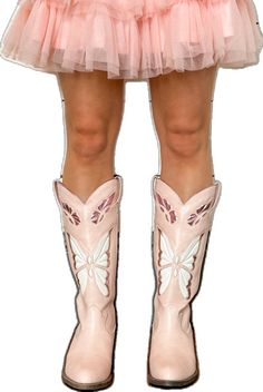 Butterfly Boots, Mariposa Butterfly, Both Sides, Almond, Boots, Pink, Leather, Design