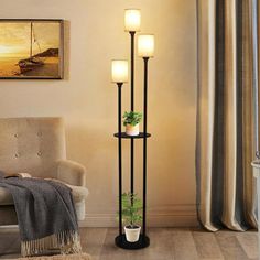 a living room scene with focus on the floor lamp