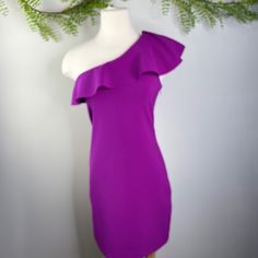 Like New/Nwot Parker Violeta One Shoulder Ruffle Haiden Sheath Dress Color Is Like A “Plum Berry” - Vibrant Purple, But Not Too Dark. Stunning And Slimming Silhouette With This Chic Mini Dress With Hidden Side Zipper. Features A Rubber Lining To Help Keep The Dress From Slipping. A Perfect Dress For Cocktail Hour, Weddings, Wedding Shower, Events Or Night On The Town Please Zoom Into Photos And Ask Questions Before Purchasing To Ensure Customer Satisfaction! #P6j3448ej Purple Fitted Chic Dress, Chic Fitted Purple Dress, Chic Purple Fitted Dress, One-shoulder Fitted Ruffle Dress For Date Night, One Shoulder Fitted Ruffle Dress For Date Night, Fitted One-shoulder Ruffle Dress For Date Night, Fitted One-shoulder Cocktail Ruffle Dress, Chic Fitted One-shoulder Ruffle Dress, Fitted Purple Ruffle Dress For Party